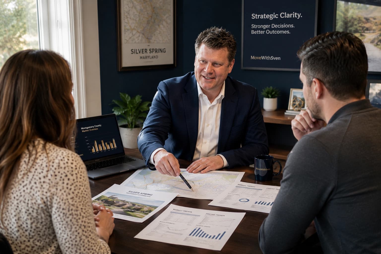 Sven Skarie reviewing a real estate strategy with a client